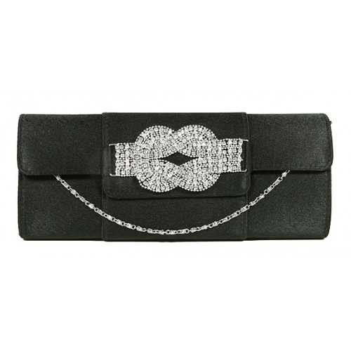 Evening Bag - Satin w/ Rhinestone Accent Charm - BG-90790B